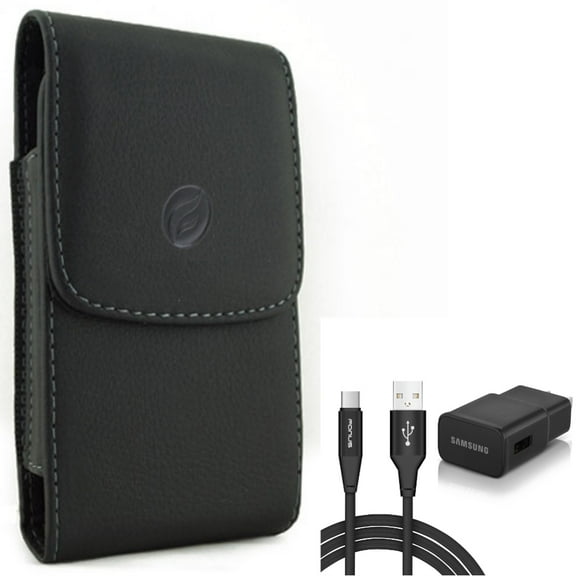 For Google Pixel 7 Pro/6/Pro - Fast Home Charger w Case Belt Clip, Type-C 6ft USB Cable Quick, Leather Holster Cover for Google Pixel 7 Pro/6/Pro Phones