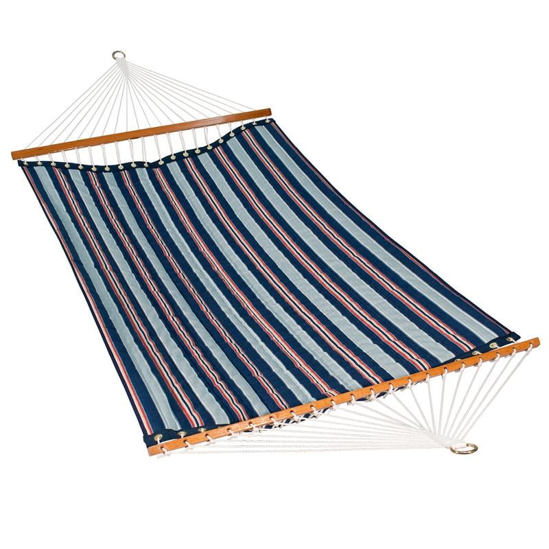 11 Foot Polyester Fabric Hammock - Kingston Stripe Arbor/Arbor Blue Solid