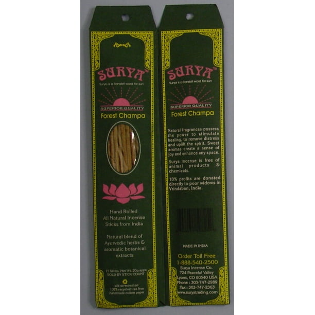 Forest Champa Surya Superior Quality Incense 12 Sticks Walmart