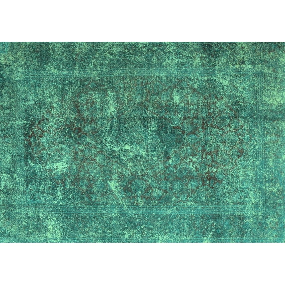 Ahgly Company Machine Washable Indoor Rectangle Persian Turquoise Blue Traditional Area Rugs, 4' x 6'