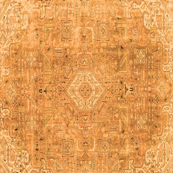 Ahgly Company Indoor Square Abstract Orange Modern Area Rugs, 7' Square
