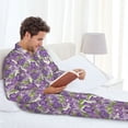 thumbnail image 6 of Sikiie Violets Flowers Mens Pajama Set, Soft Warm Long Sleeve Sleepwear, Cozy Button-Down Pjs for Men-Medium, 6 of 7