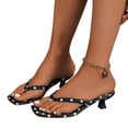 thumbnail image 2 of Domuza Women's Polka Dot Print Heeled Flip Flops, Square Toe Slip-On Mule Sandals, Summer Casual Fashion Kitten Heels for Daily Wear Black 8（EU-40）, 2 of 4