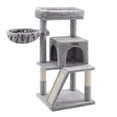 thumbnail image 4 of Feandrea Árbol de Gatos, Torre para Gatos Grandes, con Plataforma Grande, 2 Puertas, Pompón, Gris Claro, 4 of 5