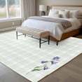 thumbnail image 4 of Large Area Rugs for Living Room Bedroom, Blue Spring Floral 8'x10' Rug Washable Carpet Runner Indoor Outdoor, Watercolor Teal Plaid Summer Botanical Non Slip Floor Mats Rug for Kitchen, Patio, 4 of 8