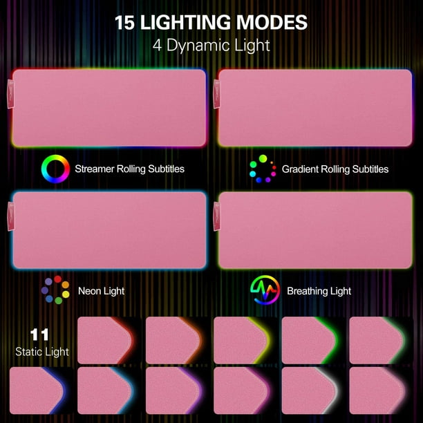 onn. USB Gaming LED Mouse Pad with 7 static light modes and 3 dynamic modes  