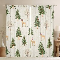 Castle Fairy Kids Animal Deer Curtains Pack of 2 (42x84 Each),Christmas Tree Curtains Blackout,Happy New Year Bedroom Curtains,Ultra Soft Home Decor