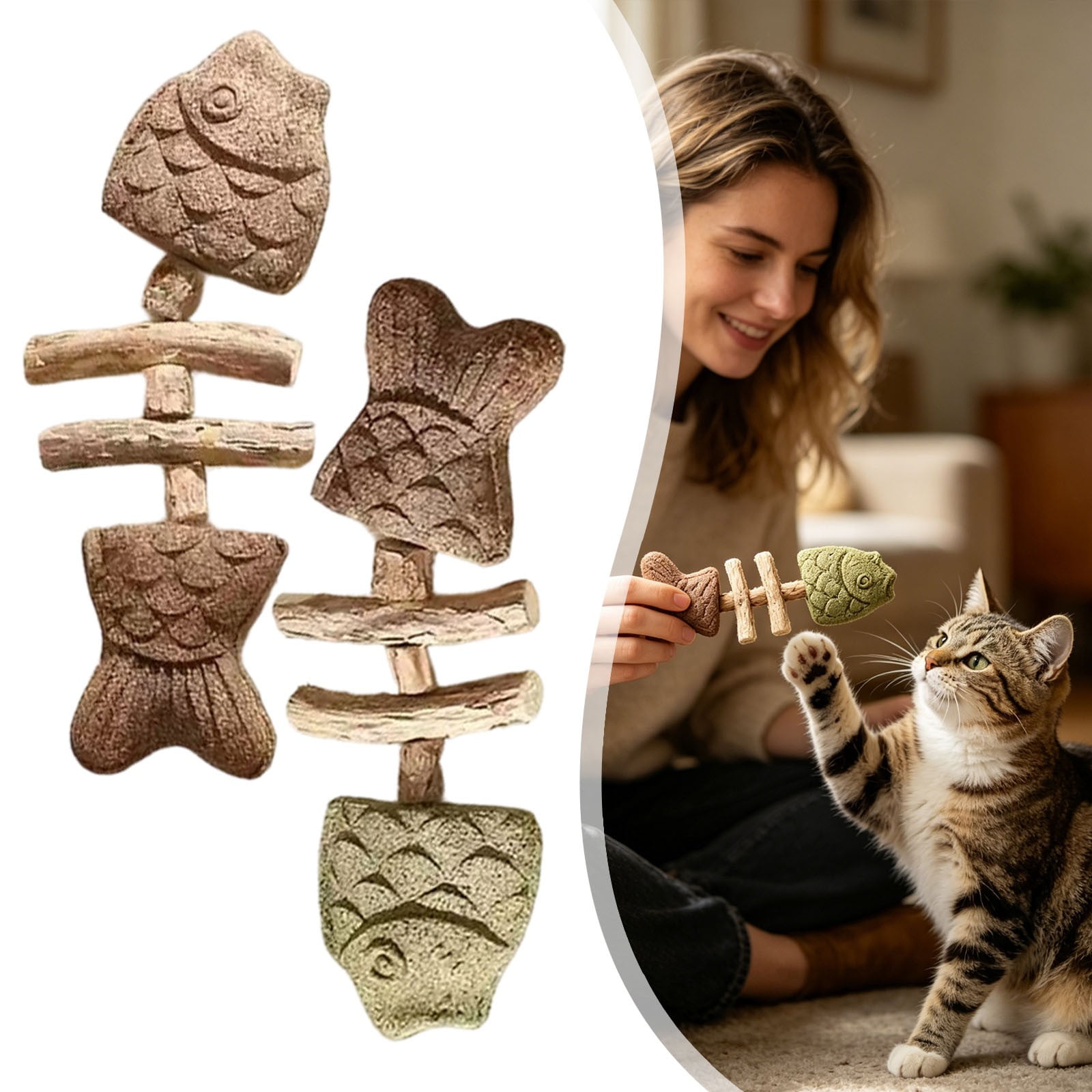 Nallwabiu Catnip and Silvervine Cat Chew Toy Natural Gall Fruit Dental Stick for Teeth Cleaning Oral Care and Hairball Support