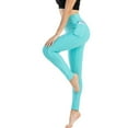 thumbnail image 2 of Huresd Workout Leggings for Women High Waist Compression -Pocket No See Through Tummy Control Cycling Workout Yoga Pants Mint Green L, 2 of 6