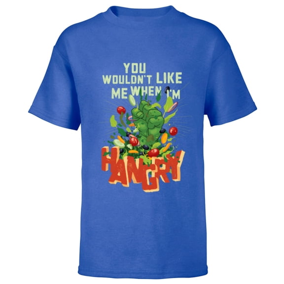 Marvel Eat the Universe Hulk When I’m Hangry - Short Sleeve T-Shirt for Kids - Customized-Royal
