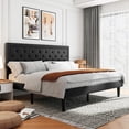 thumbnail image 3 of Sifurni King Bed Frame Upholstered Platform Bed with Adjustable Headboard, No Box Spring Needed, Black, 3 of 9