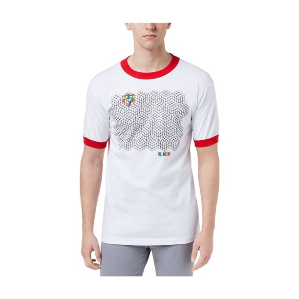 C-Life - Camiseta gráfica para hombre, diseño de cubo de Rubik, color blanco, XXL