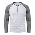 thumbnail image 3 of Ceisia Men's Color Block Long Sleeve Round Neck Half Button Pocket Casual Fashion Cotton T-shirt Top White L Gifts, 3 of 4