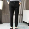 thumbnail image 3 of Con cinturón Trajes de hombre Pantalones Trabajo de oficina Pantalones rectos para hombres Traje coreano Reseñas Muchas prendas de diseñador Vestido de lujo Tela, 3 of 5