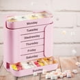 thumbnail image 2 of 7-Day Medication Organizer - for Effortless Health Management, Stackable Weekly Pill Organizer with 7Compartments, Travel-Friendly(Pink), 2 of 7