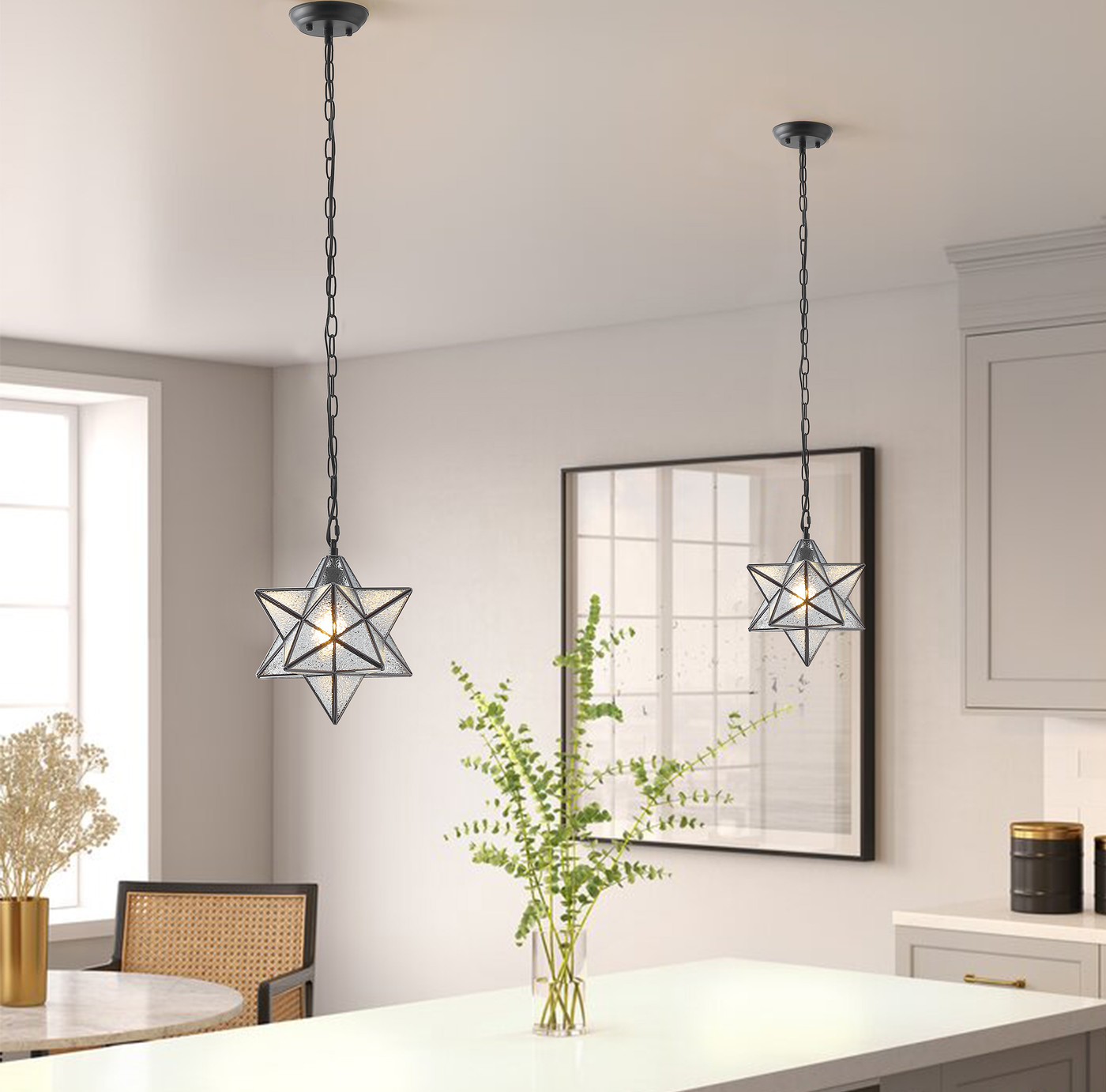 Aiwen Modern Stylish Star Like Pendant Light Geometric Ceiling Lamp Fixture Black