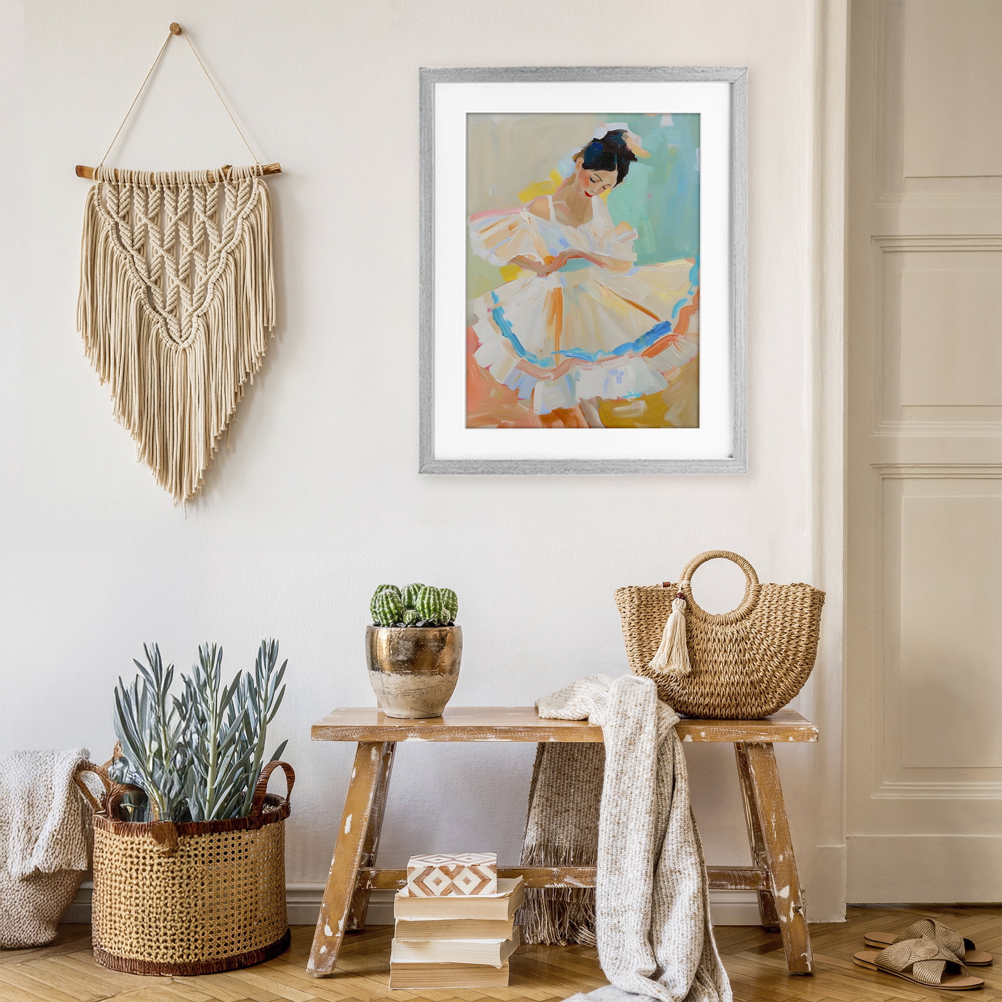 Stupell Industries Dancer with Flowing Dress Gray Framed Print Under Glass, design by The Prints Vibe
