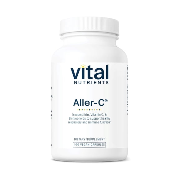 Vital Nutrients Aller-C | Vegan Respiratory and Sinus Function Support| Isoquercitrin, Bromelain, Bioflavonoids, & Vitamin C | Gluten, Dairy, Soy Free Supplement | 100 Capsules