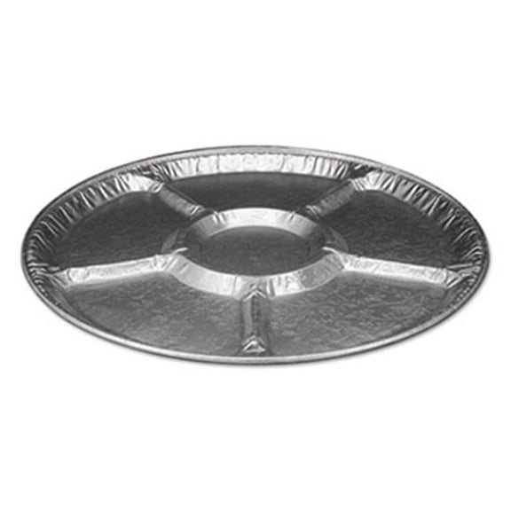 18 in. Six Compartments Aluminum Lazy Susan, Silver