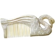 thumbnail image 1 of 1 peine de cuerno de buey con grabado de doble cara, peine creativo con forma de cisne, peine alisador de cabello portátil, herramienta de peluquería antiestática para viajes en casa., 1 of 7