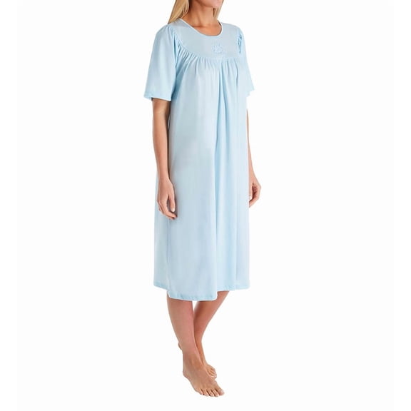 Women's Calida 34000 Soft Cotton Short Sleeve Nightgown (Light Blue XS)