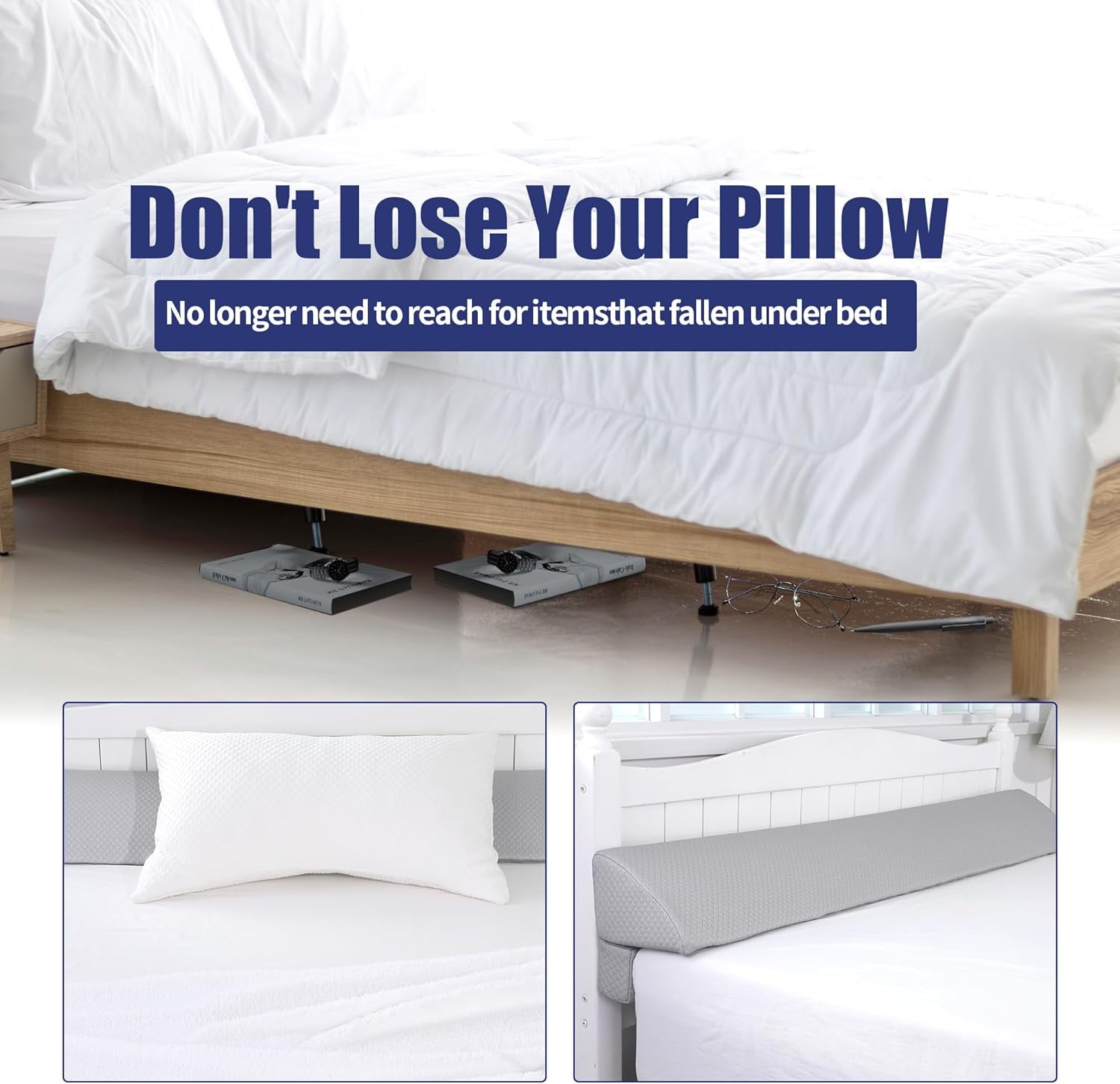 Wedge Pillow Headboard for Bed Gap,Foldable Bed Wedge Gap Filler King Size,Matterss Gap Filler,Multi Functional Bed Crack Pillow, Large King 76"x10.6"x6" or Gap Between (0-10")