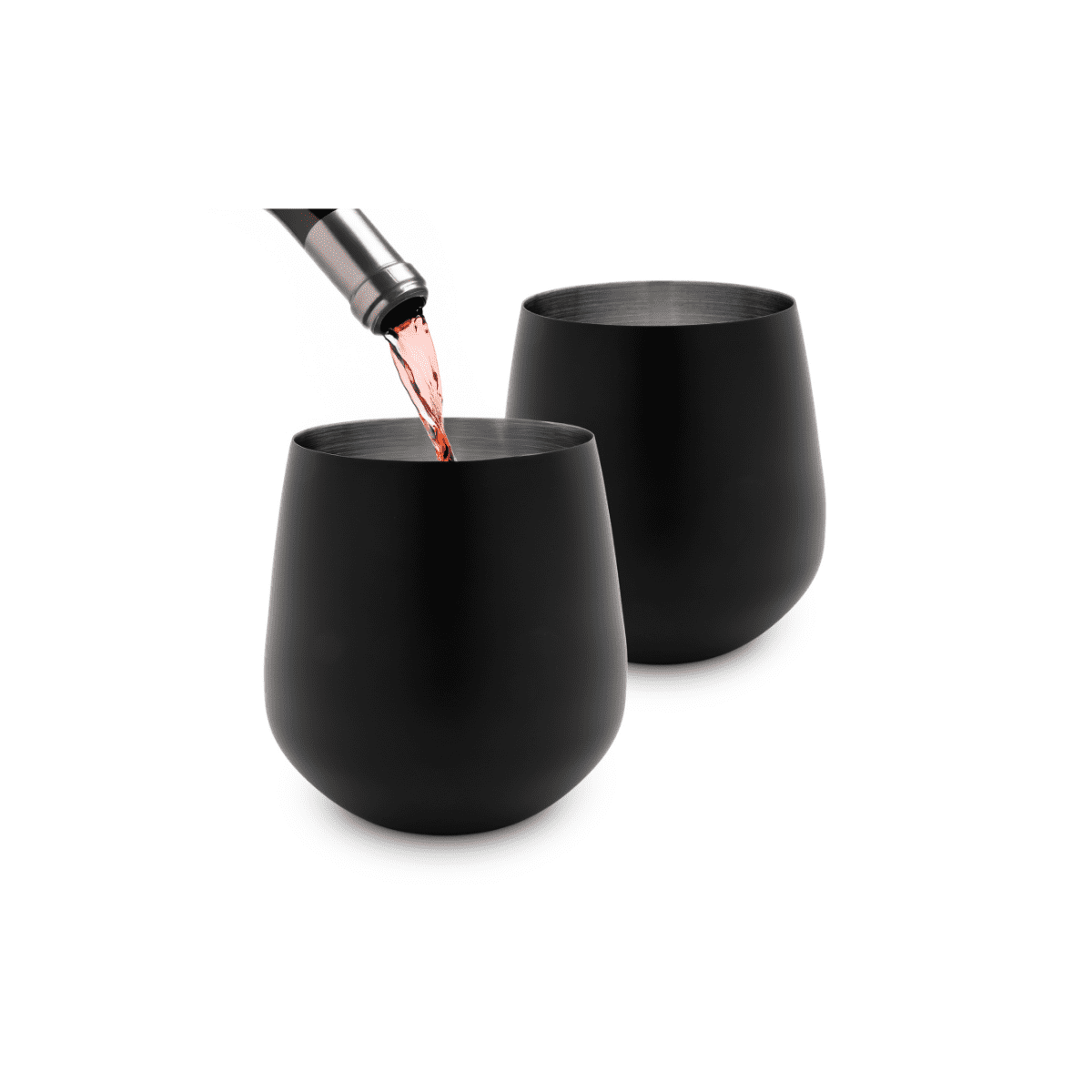 K&K Home Black Matte Stainless Steel Unbreakable Black Stemless Wine Glasses - 15 oz - Set of 4 Colored, Stemless Metal Wine Glasses Perfect for Outdoors, Weddings, and Parties
