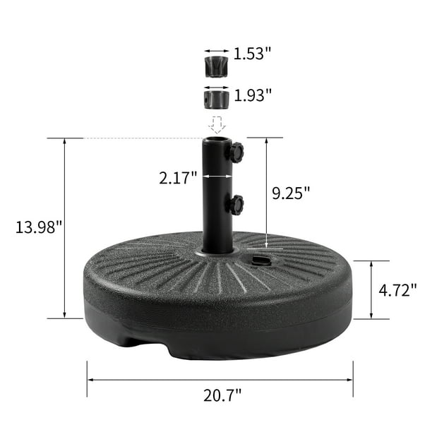 brown patio umbrella base stand included 10 ft Best Choice Products 10ft Outdoor Umbrella, Outdoor Table Umbrella, Yard Umbrella, Market with 6 Sturdy Ribs, Push Button, Tilt and Crank The outdoor umbrella features an easy StyleWell 26 lbs. Concrete and