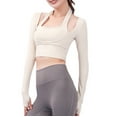 thumbnail image 6 of Women's Cut Out Workout Crop Top Long Sleeve Sports Bra Athletic Shirt Built in Bra Yoga Running Gym Clothes, 6 of 7