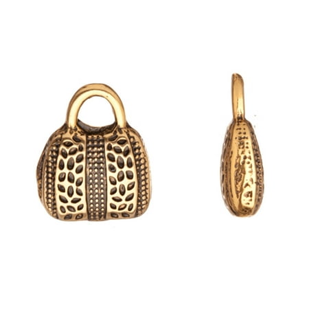 Leopard Finish - Charm/Drop Purse Leopard Tone Antique-Gold Finished 15x19.6mm Sold per pkg of 4pcs
