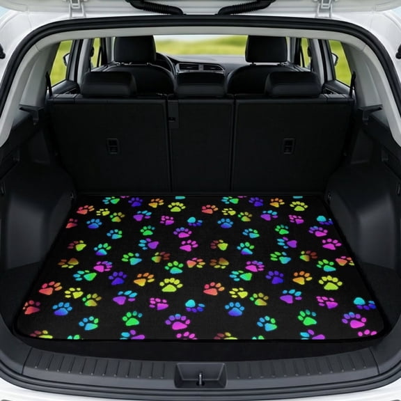 Qpednta Dog Paws Trunk Mat 29"x39" All Weather Cargo Liner for SUV, Non-Slip Heavy-Duty Mat Easy To Clean Universal Fit Rear Cargo Protection Accessories for Sedan SUV Truck