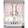 thumbnail image 2 of Bunny Easter Sheer Curtains 45 Inch Length 2 Panels Set Window Treatments, Pink Plaid Spring Floral Pastoral Rod Pocket Semi Curtains for Living Room/Bedroom/Kitchen Décor, 104"W x 45"L, 2 of 7