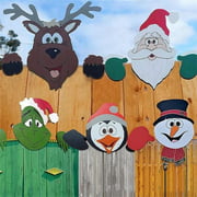 Santa Claus Reindeer Garden Christmas Theme Fence Peeping Fence Decoration Outdoor Courtyard Insert Frog