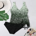thumbnail image 4 of 2 Piece Swimsuit for Women Trendy Print Plus Size Deep V-Neck Tankini Set Green Women Bathing Suits M, 4 of 6