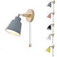 thumbnail image 5 of Lámpara de pared de madera nórdica, luz de noche junto a la cama, lámpara de pared para mesita de noche, lámpara de pared del pasillo con cremallera, 5 of 5
