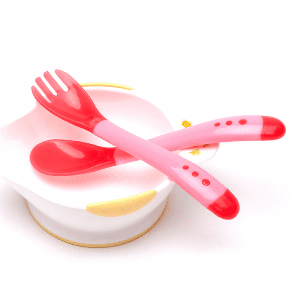 Heat Warning Baby Silicone Spoon Temperature Sensing Feeding Double Heads Spoons 