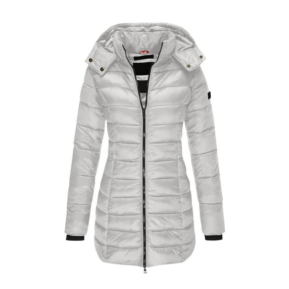 Ruimatai Women's Winter Hooded Puffer Coat with Pockets, Casual Long Sleeve Quilted Jacket for Cold Weather, Warm Thickened Outdoor Parka