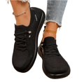 thumbnail image 4 of pwidon Women's Athletic Sneakers Lace Up Lightweight Breathable Fly Knit Cushioned Platform Comfort Walking Running Shoes Black 5.5, 4 of 4