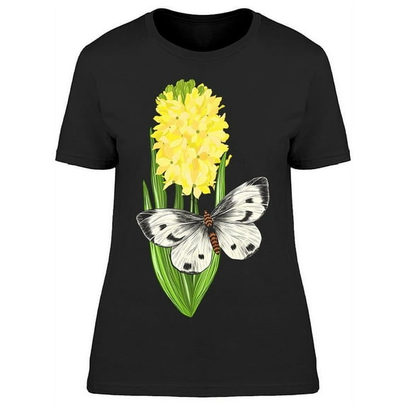 Flower Hyacinth And Butterfly T-Shirt Women -Image by Shutterstock, Female Medium