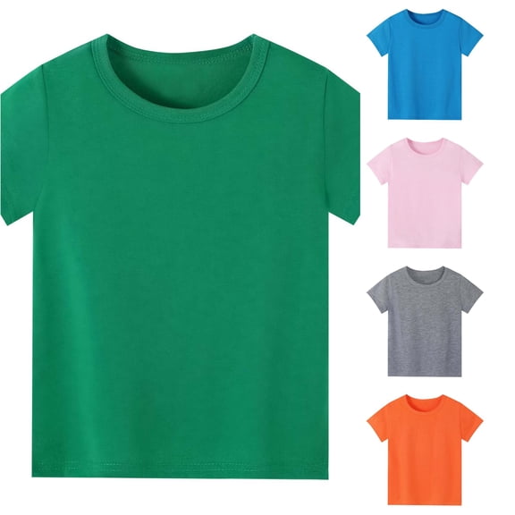 WERYOUNG Toddler Kids Girls Boys T Shirts Short Sleeve Crew Neck Solid Color Basic T-Shirt Casual Summer Tees Comfortable Tops 18-24 Months