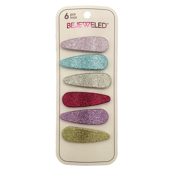 6pc Glitter Snap Barrettes Barrettes scintillantes pour filles, 6 pièces