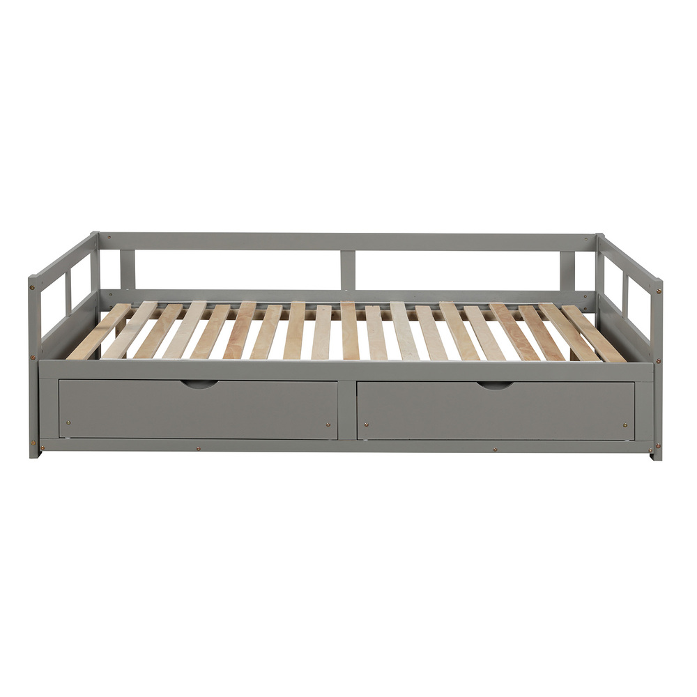 Hassch Wooden Daybed with Trundle Bed and Two Storage Drawers, Extendable Bed Daybed, Sofa Bed for Bedroom Living Room - image 3 of 9