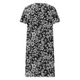 thumbnail image 4 of Sakmal Womens Summer Dresses Mid-Length Black Crew Neck Basic Boho Floral Short Sleeve Shift Dress, 4 of 5