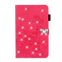 ELEHOLD Slim Leather Case for iPad 10th Gen 10.9" 2022, Embossed Butterflies Pattern Glitter Diamond Card Slots Kickstand Multi-Functional Folio Case,Rose
