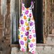 thumbnail image 1 of TaTaai Cotton Linen Like Fashion Easter Print Women Loose Wide Leg Jumpsuit Adjustable Straps Patch Pockets Full Length Casual Overalls Gift, 1 of 5