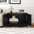 thumbnail image 2 of Costway Cat Litter Box Enclosure Furniture with Double Doors Divider Side Entry for Cats Black, 2 of 10