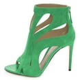 thumbnail image 2 of YDN Women Peep Toe Cutout Sandals Sexy Stiletto High Heel Ankle Booties Dressy Party Prom Zip-up Shoes Size 6.5 Green, 2 of 4