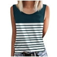 thumbnail image 2 of Tank Tops for Women under $5 Plus Size Striped Tank Top Sleeveless Scoop Neck Loose Fit Color Block Tops 2025 Fashion Clothes Navy L, 2 of 4