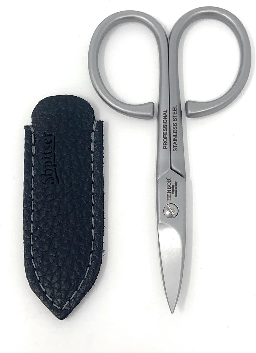 Professional Nail Scissors Luxury Stainless Steel Manicure Tools in SHPITSER Genuine Leather Case Made in Italy (Safety Baby Scissors)