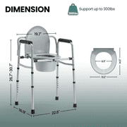 MaxKare 3 in 1 Bedside Commode Chair, Used as Raised Toilet Seat, Shower Chair, Toilet, with Handle, Removable Bucket, Adjustable Height, Support up to 300lbs